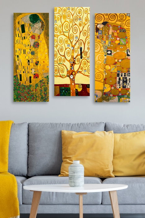 Wallity Set de 3 Cuadros Decorativos de Gustav Klimt en MDF Wallity Set de 3 Cuadros Decorativos de Gustav Klimt en MDF